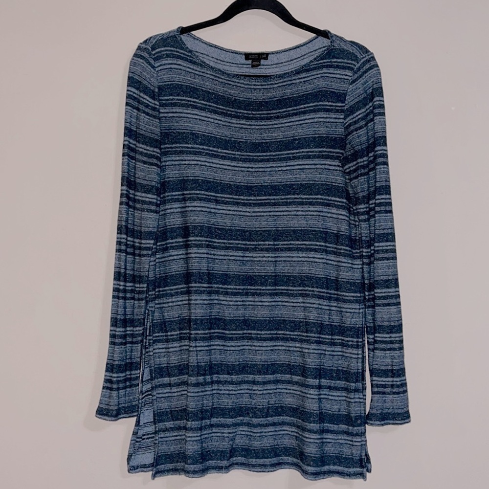 J. Jill Blue Striped Lightweight Tunic Top